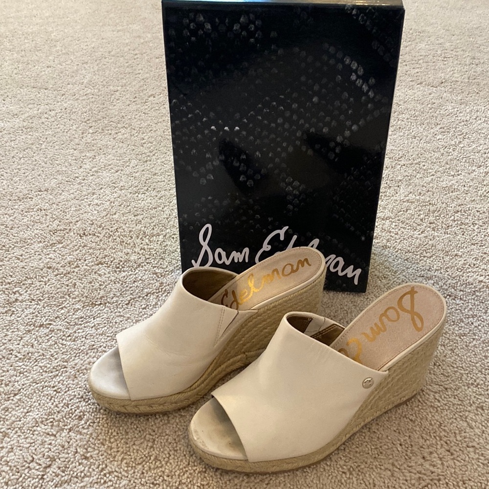 Women’s Sam Edelman Sandals, Bonnie, Ivory Leather 7 1/2 Med.